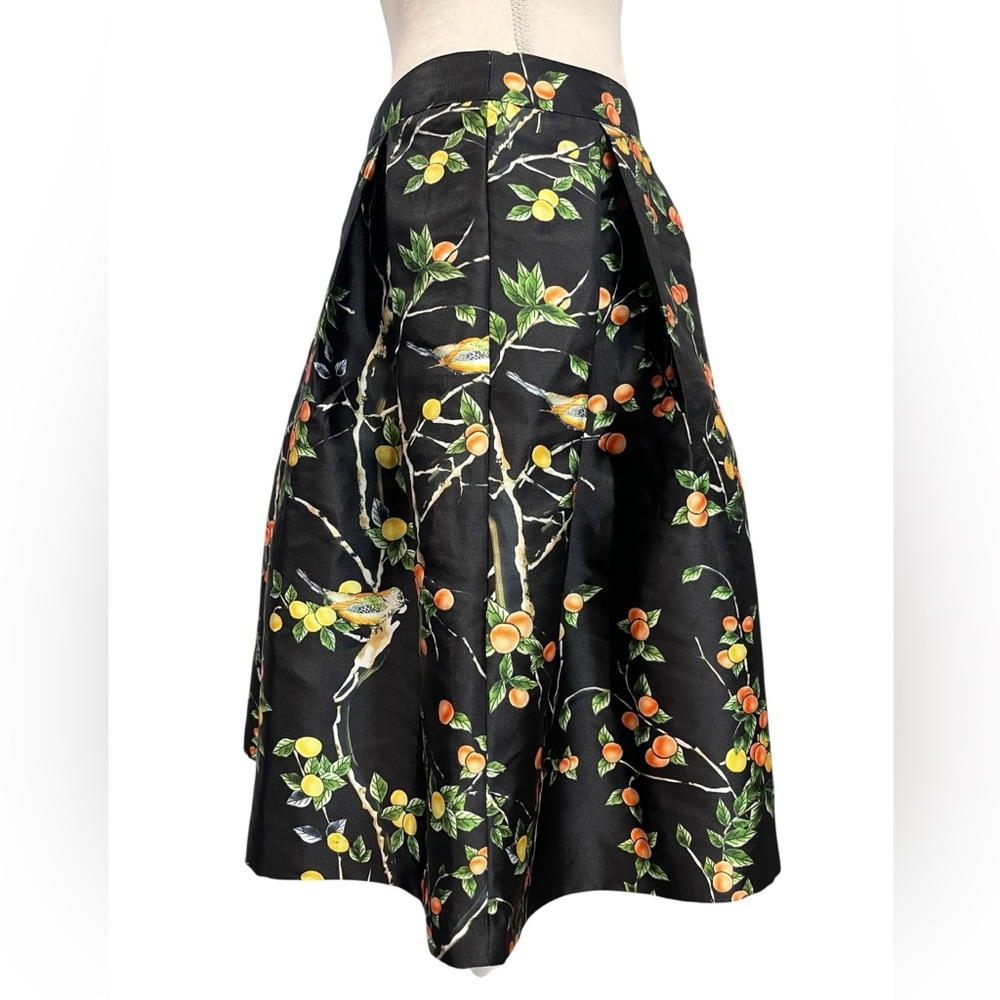 Modasize Black Fruit Print Pleated Midi Skirt Size L - Picture 3 of 8